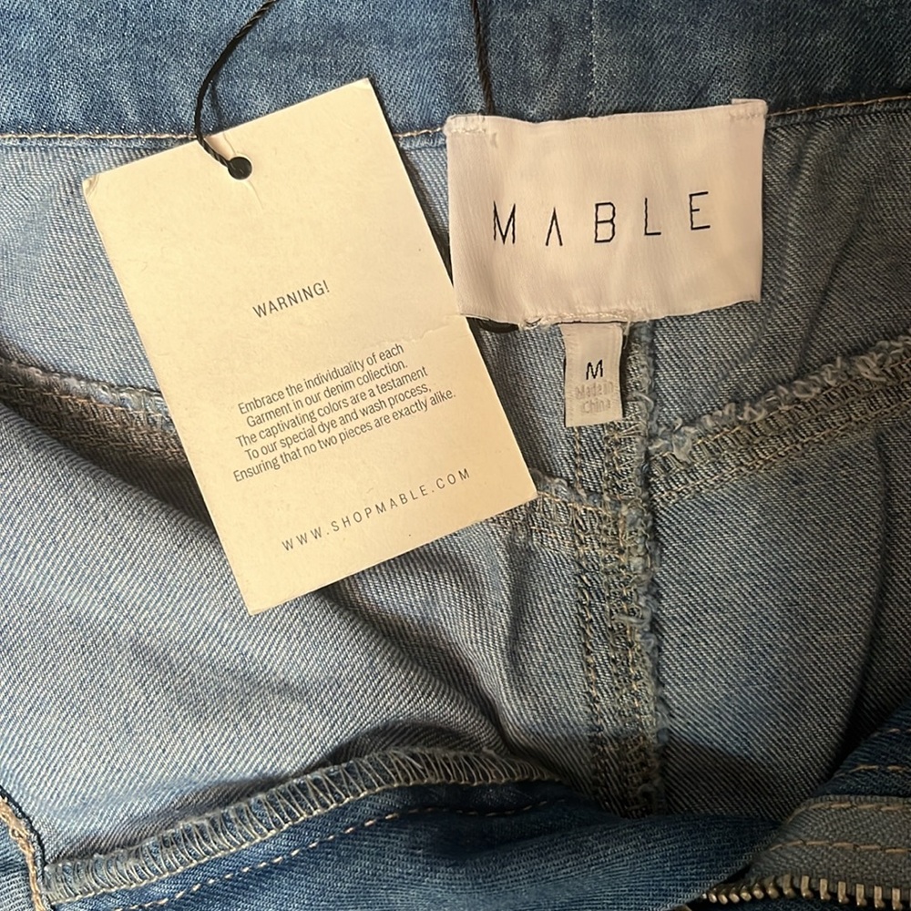Mable Palazzo Jeans High Rise Pleated Wide Leg Lightweight Denim Blue M NWT - Picture 8 of 16